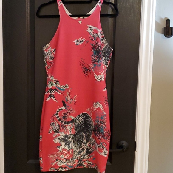 Guess Pink Asian Tiger Print Dress - Picture 1 of 7